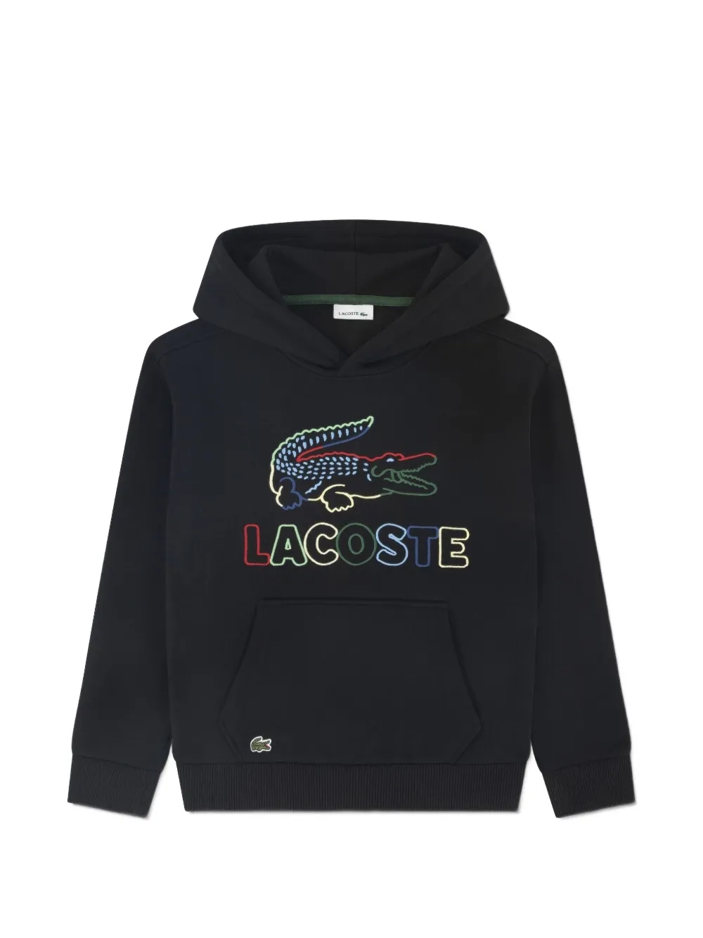 Lacoste Kids logo-embroidered hoodie - Nero