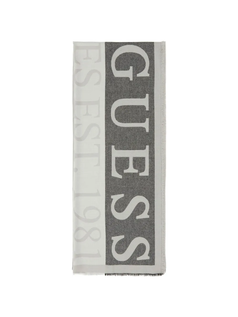 GUESS USA logo-jacquard frayed-edge scarf