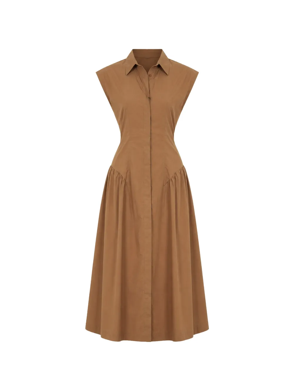 SOLOTRE sleeveless gathered midi dress