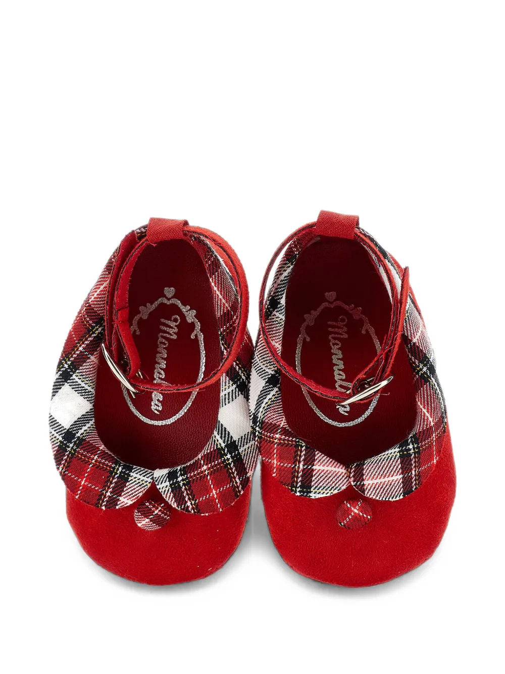 Monnalisa tartan-trim buckle-fastening ballet flats Rood
