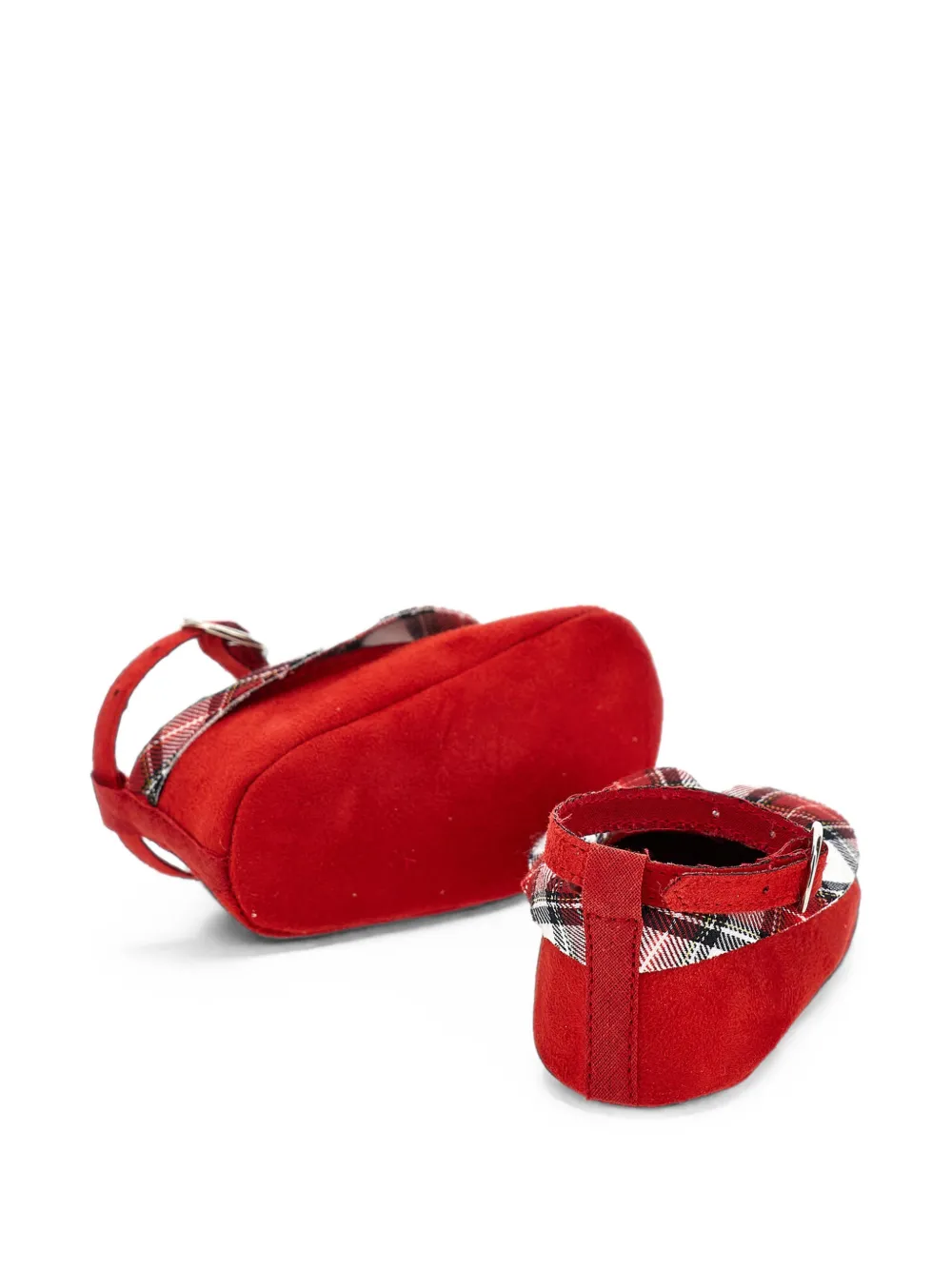 Monnalisa tartan-trim buckle-fastening ballet flats Rood