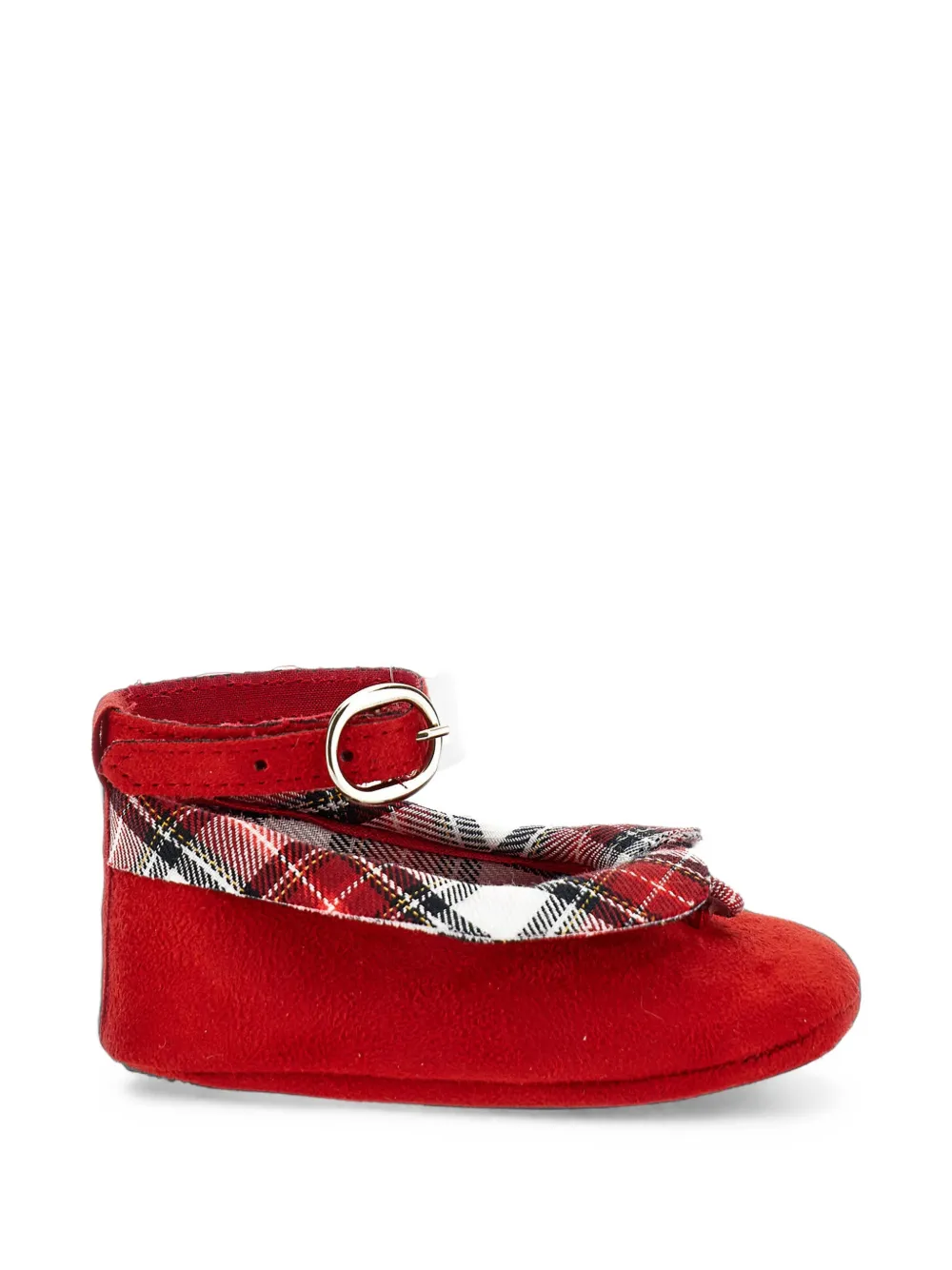 Monnalisa tartan-trim buckle-fastening ballet flats - Rosso