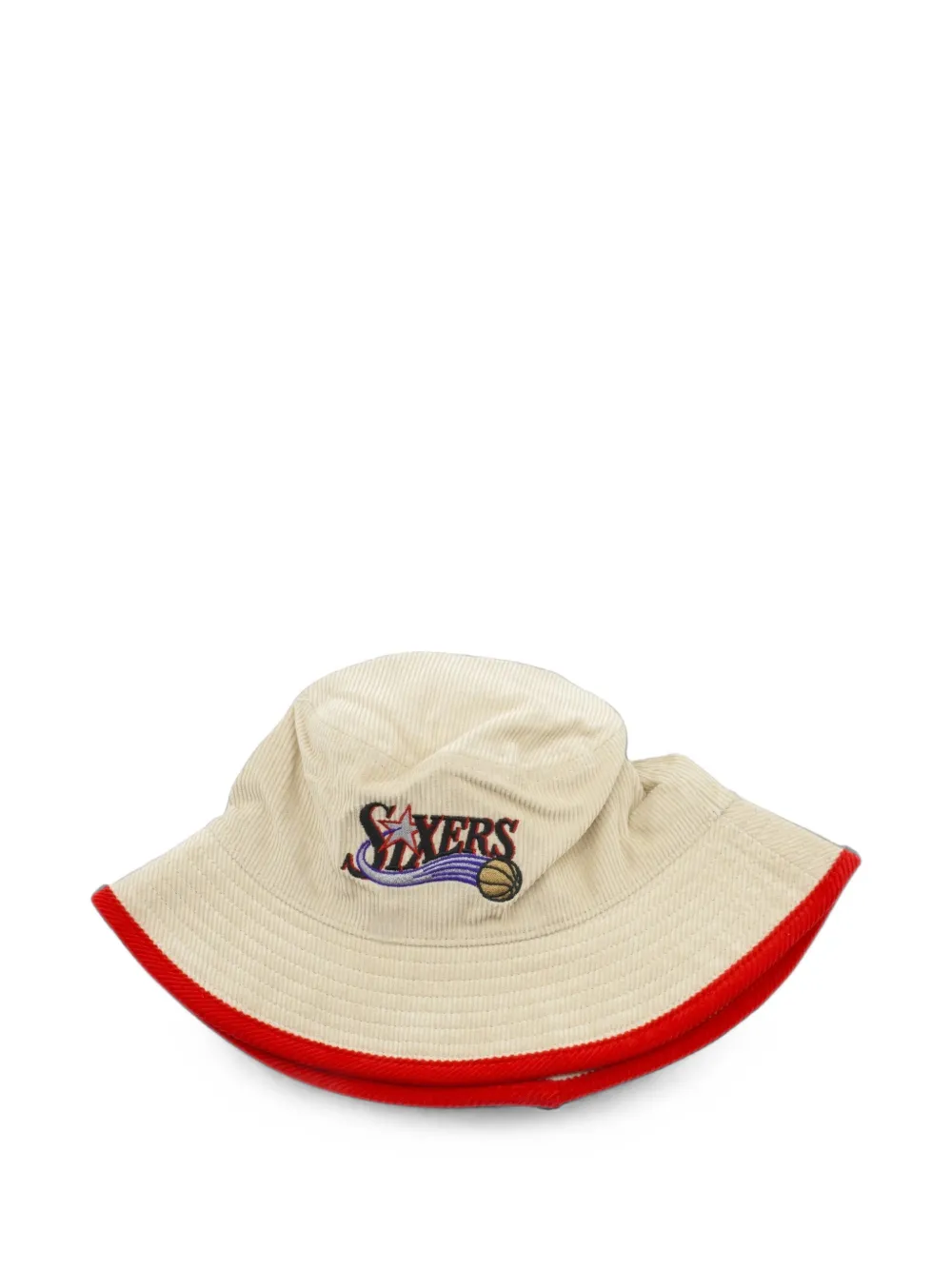Mitchell & Ness x NBA Philadelphia 76ers ribfluwelen vissershoed Beige