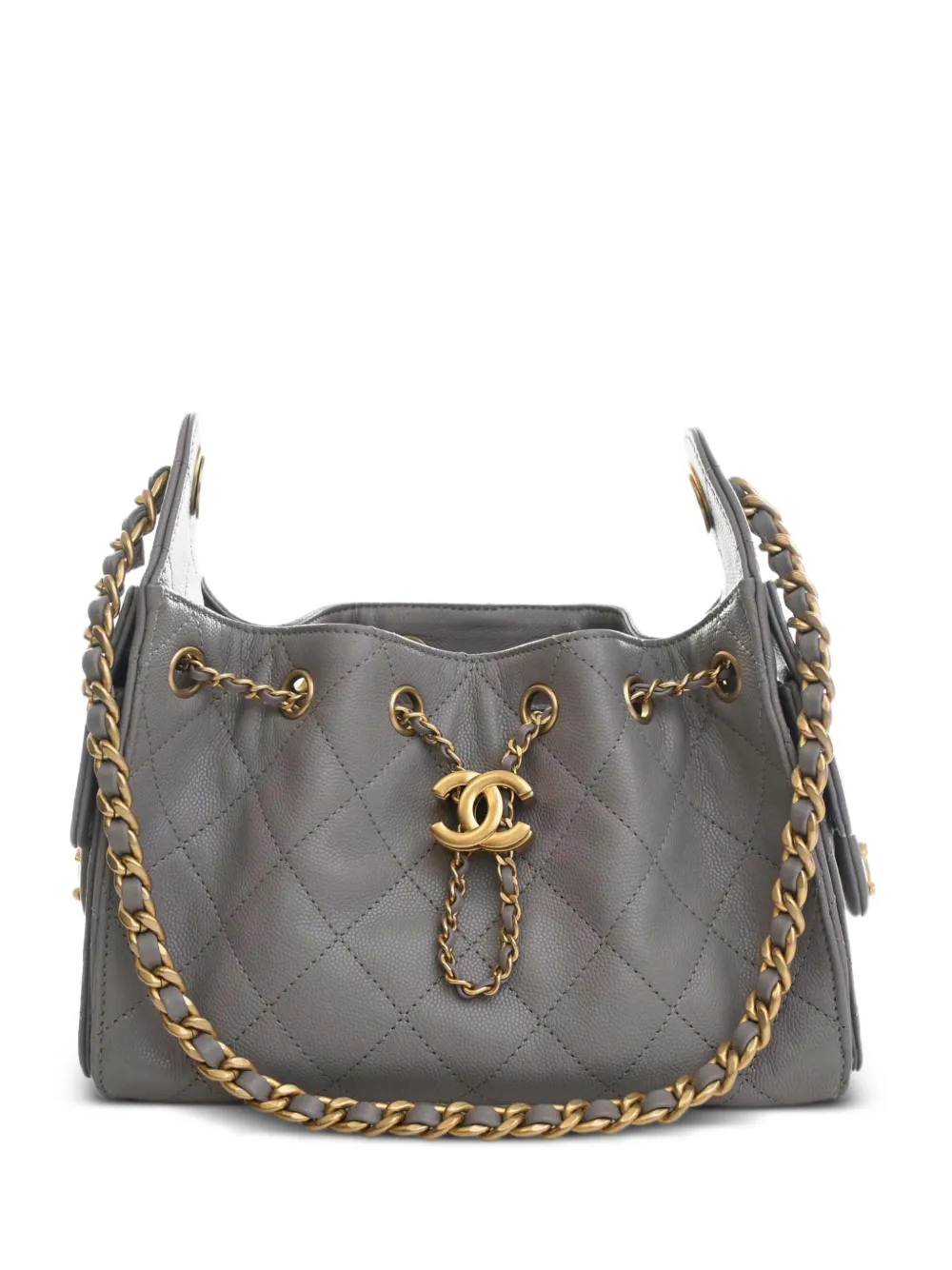 CHANEL Pre-Owned 2021-2026 Mini Quilted Caviar Chanel 25 Hobo shoulder bag - Grigio