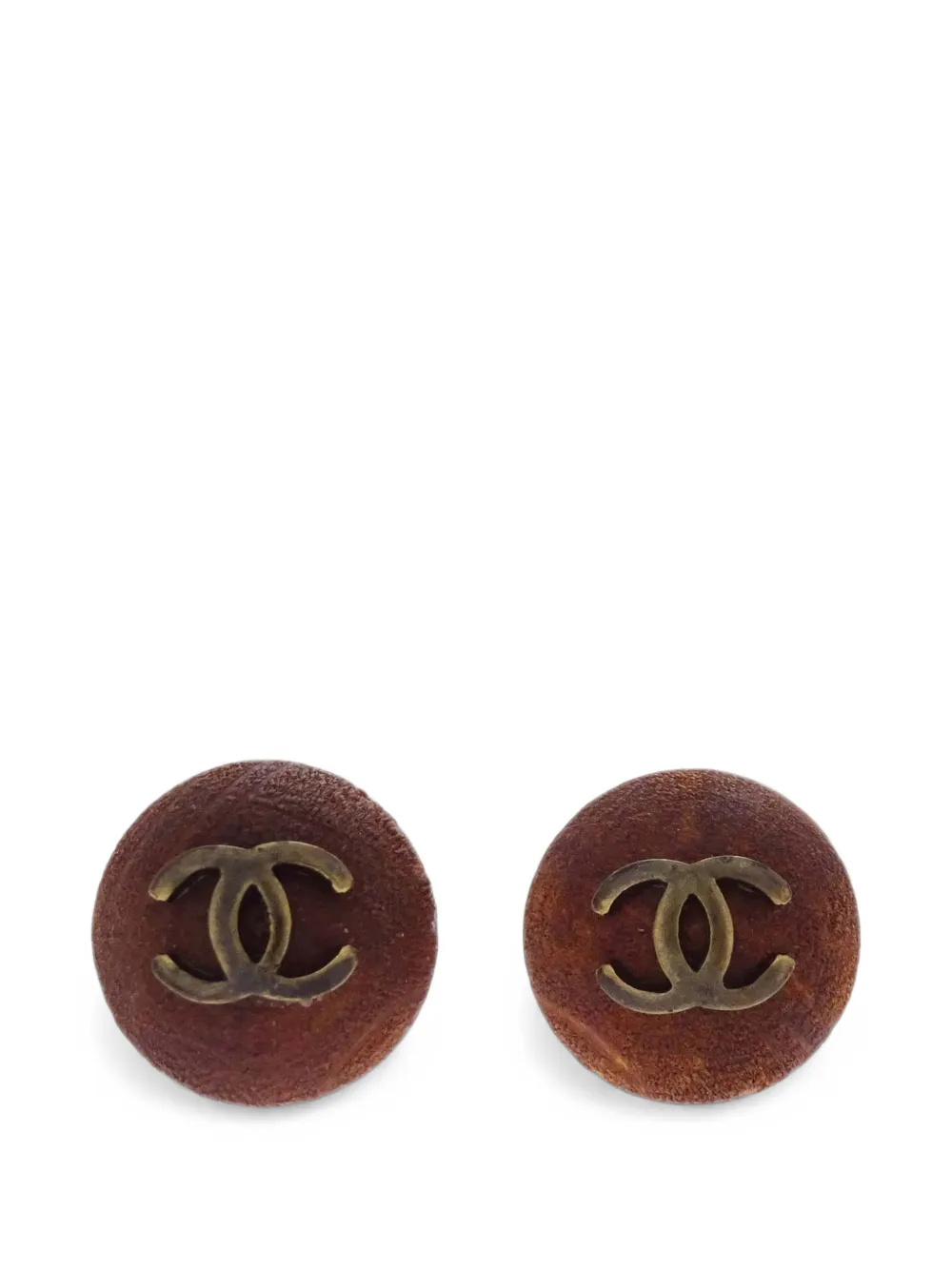 CHANEL Pre-Owned Orecchini a bottone CC 1998 - Marrone