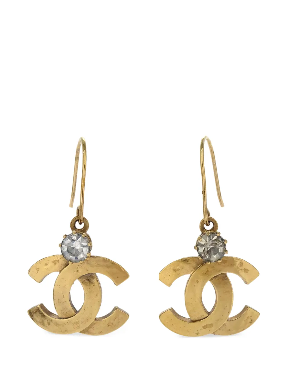 CHANEL Pre-Owned Orecchini pendenti con CC di cristalli 2005 - Oro