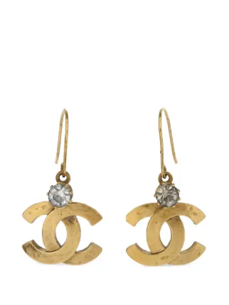 CHANEL Pre-Owned 2005 クリスタル ドロップピアス | ゴールドトーン