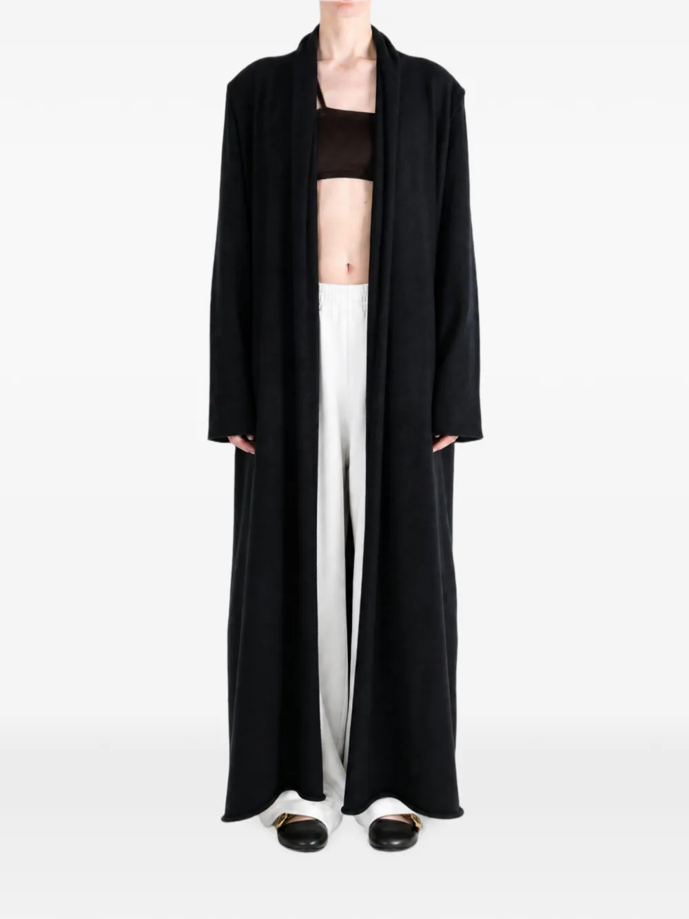 Frenckenberger shawl-collar open-front cardigan Zwart