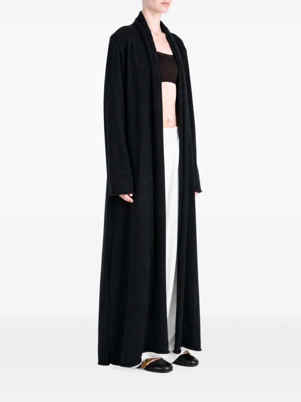 Frenckenberger shawl-collar open-front cardigan Zwart