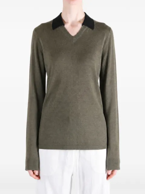 Frenckenberger contrast-collar V-neck sweater