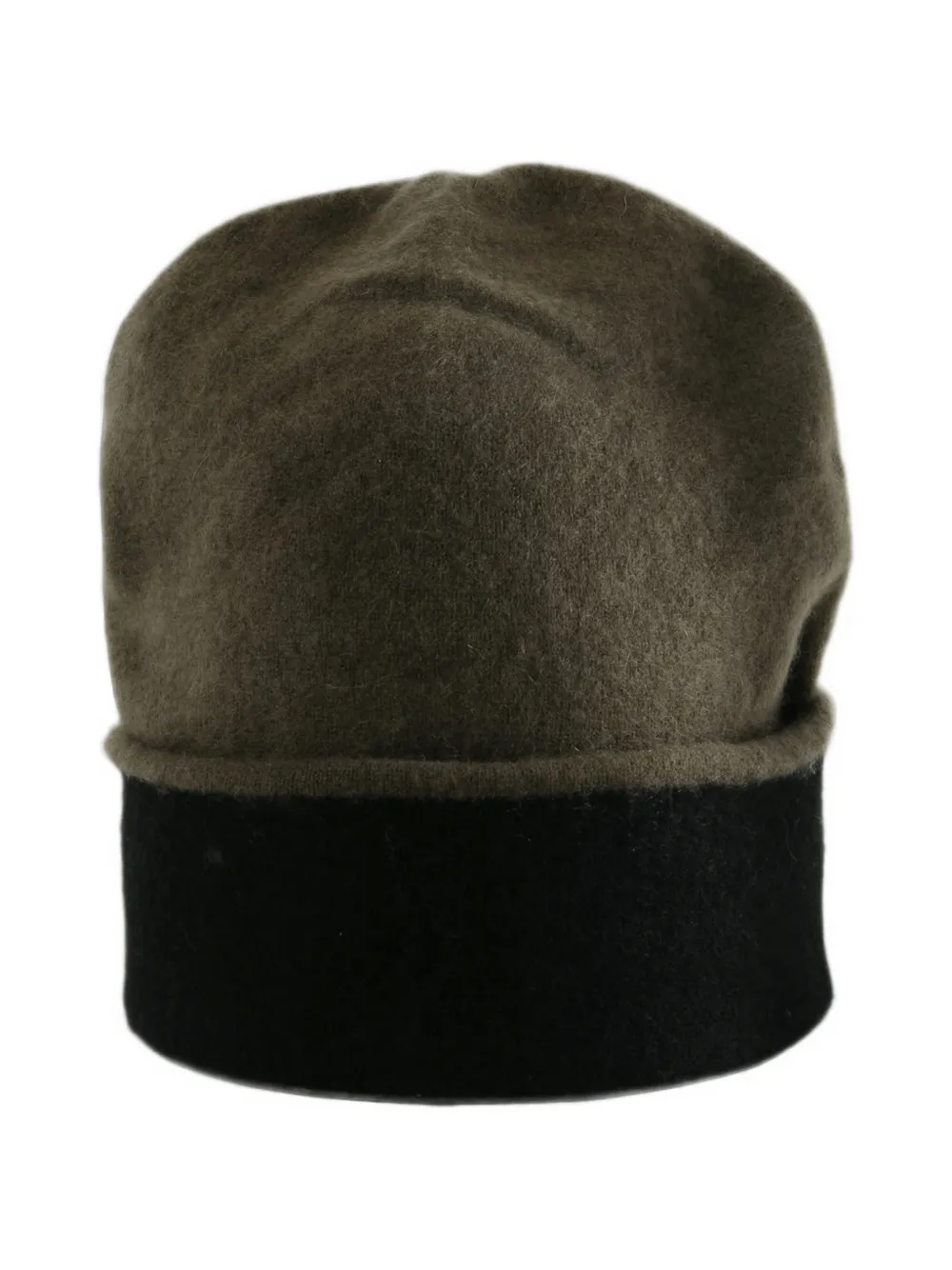 Frenckenberger Knitted Reversible Beanie Hat In Brown