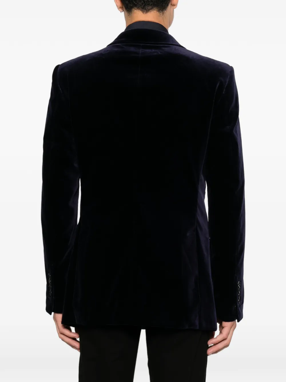 TOM FORD Fluwelen blazer met enkele rij knopen Blauw