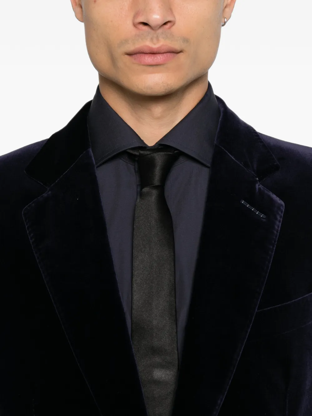 TOM FORD Fluwelen blazer met enkele rij knopen Blauw