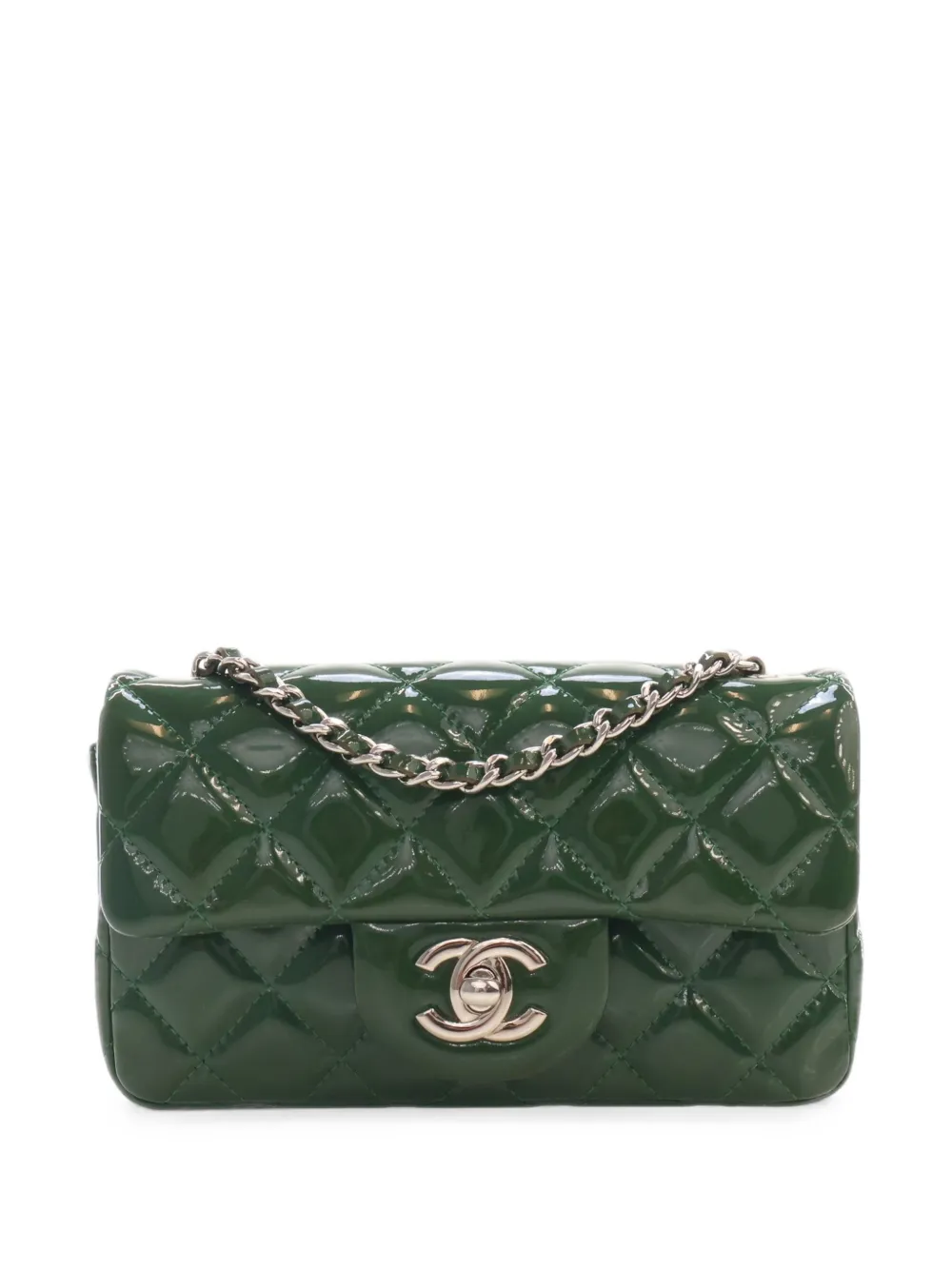 CHANEL Pre-Owned 2011 Extra Mini Rectangular Classic Patent Single Flap crossbody bag - Verde