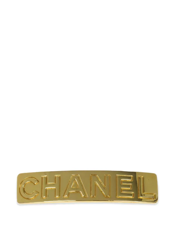 お値下げしました！CHANEL ゴールド バレッタ 30年前ビンテージ CHANEL Pre-Owned 1997 ロゴ バレッタ | ゴールドトーン | FARFETCH JP