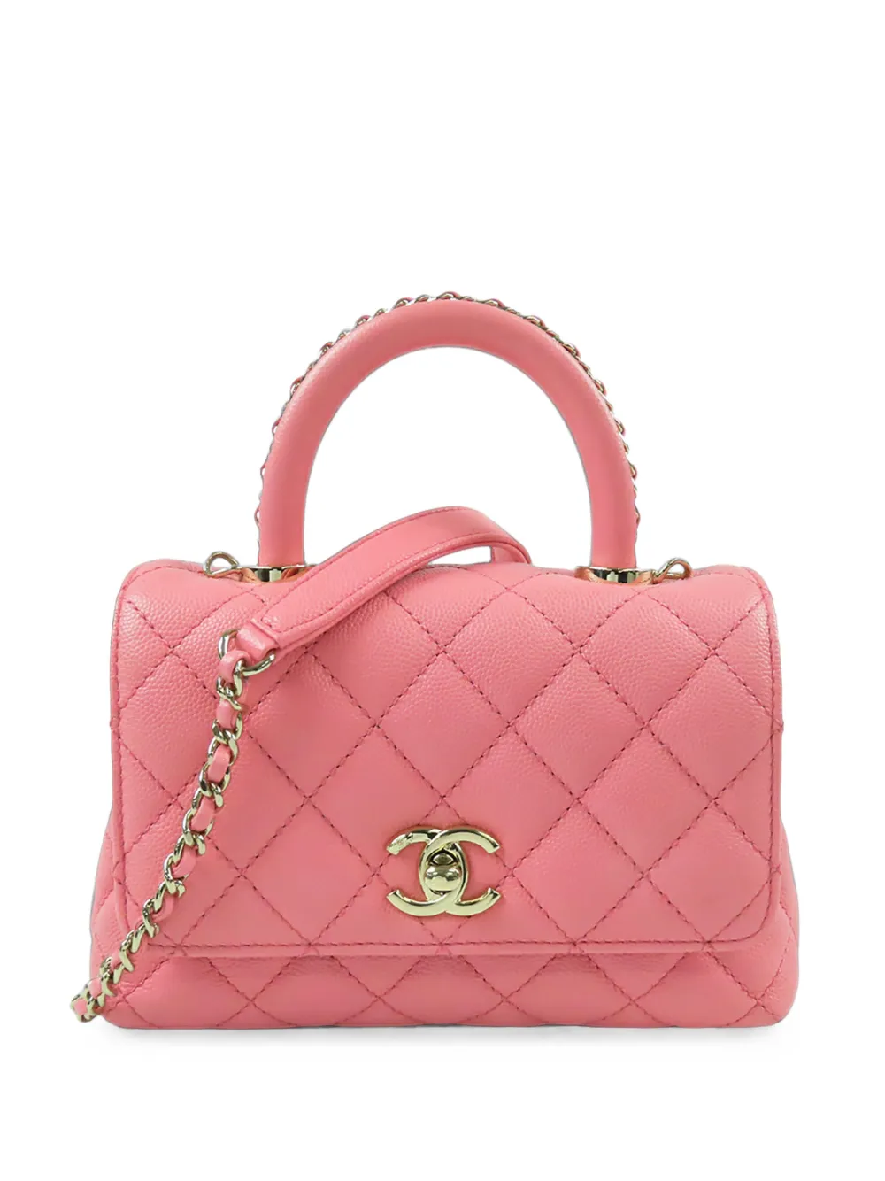 CHANEL Pre-Owned 2021-2026 Extra Mini Quilted Caviar Coco Top Handle Bag satchel - Rosa