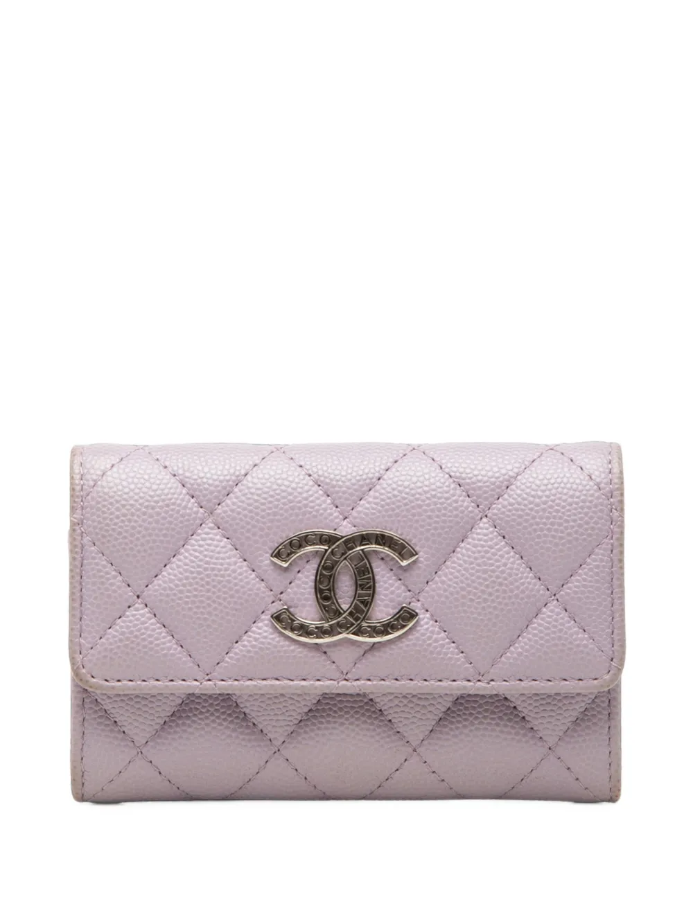 CHANEL Pre-Owned 2021-2026 CC Quilted Caviar Flap card holder - Viola