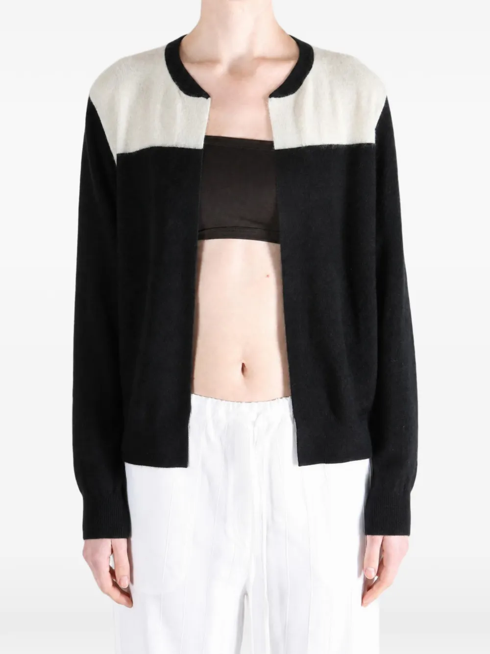 Frenckenberger Vest met colourblocking en open voorkant Zwart