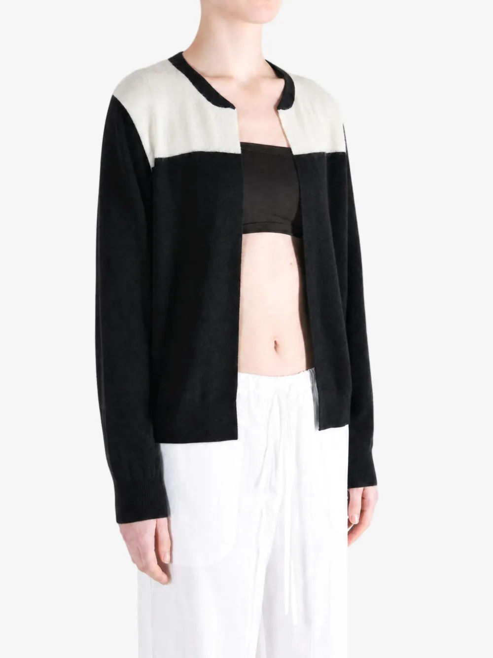Frenckenberger Vest met colourblocking en open voorkant Zwart