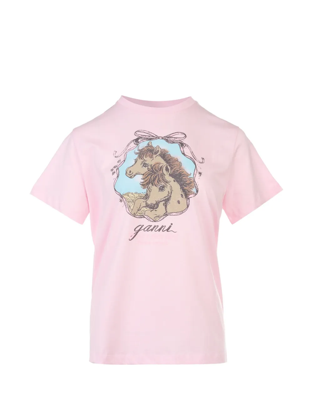 GANNI T-shirt met grafische print Roze