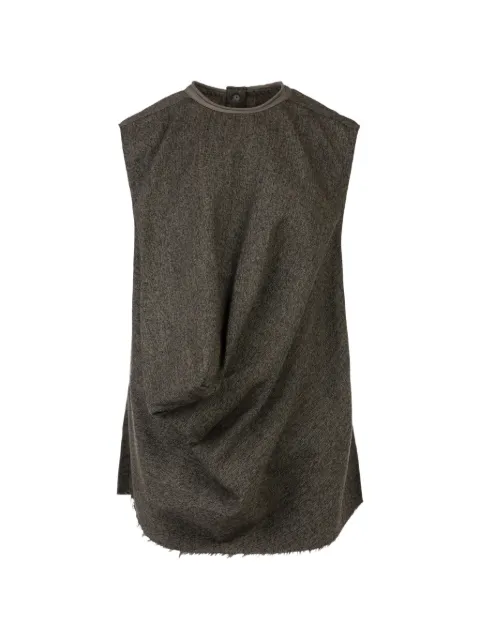 Rick Owens top drapeado con bordes deshilachados