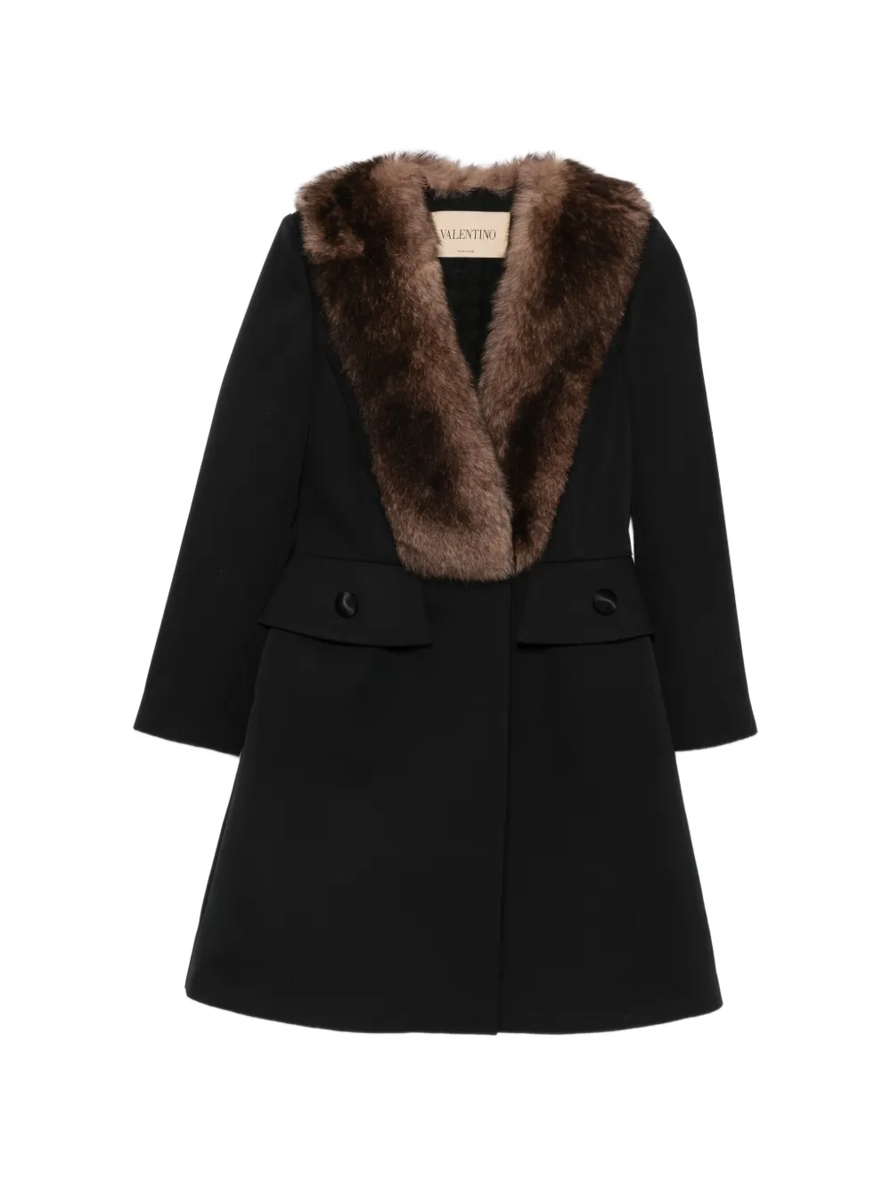 Valentino Garavani faux-fur collar coat · 44