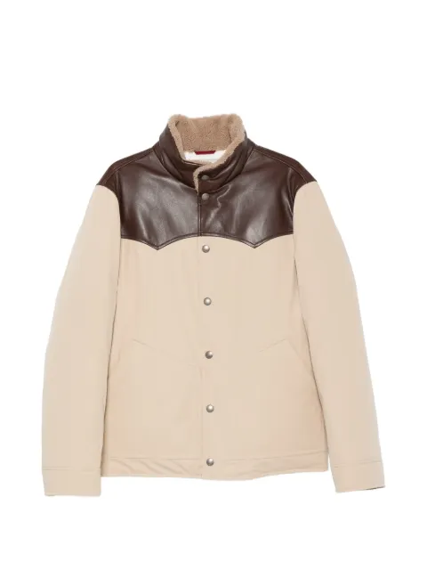 Brunello Cucinelli shearling-trim leather-yoke jacket