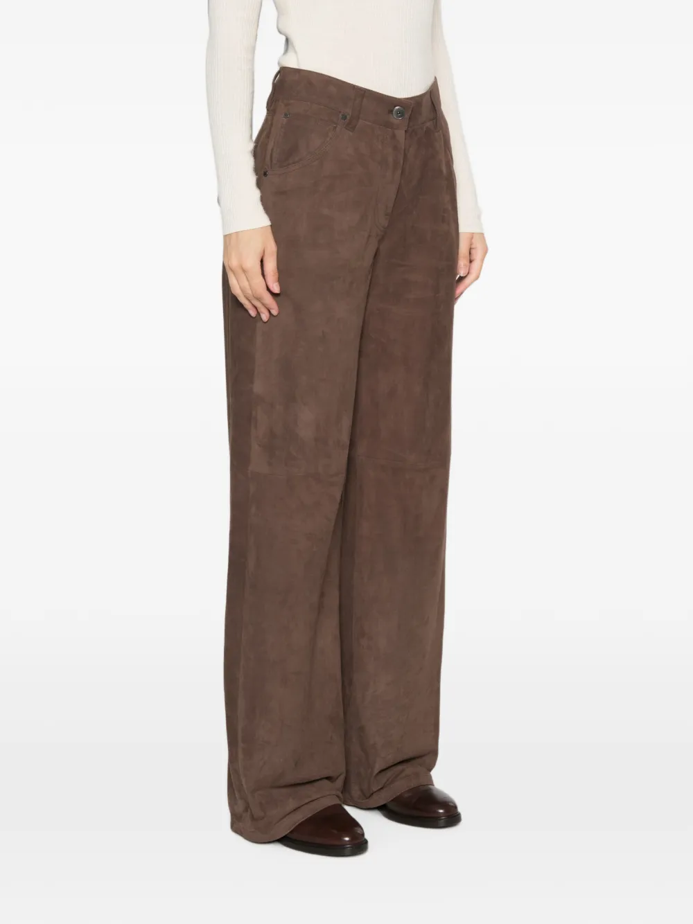 Brunello Cucinelli Broek met wijde pijpen Bruin