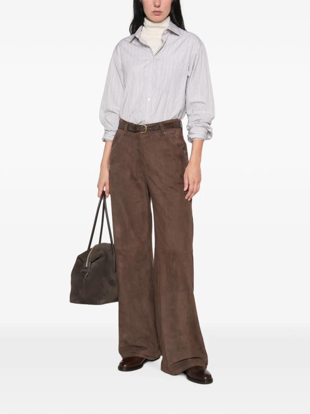Brunello Cucinelli Broek met wijde pijpen Bruin