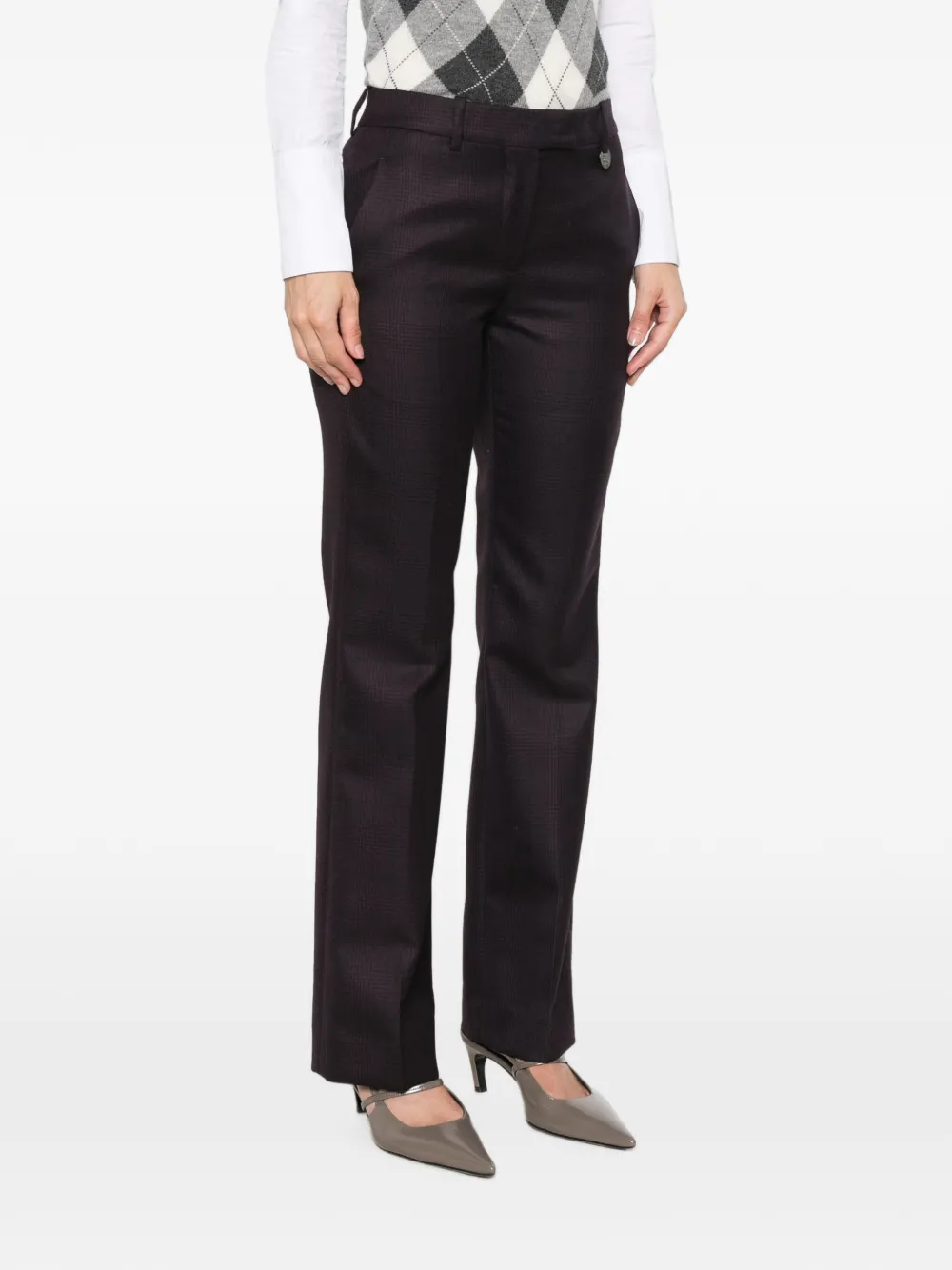 Burberry Geruite wollen broek Bruin