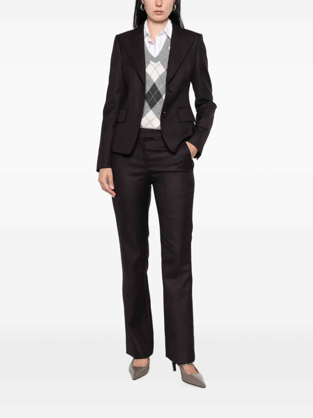 Burberry Geruite wollen broek Bruin