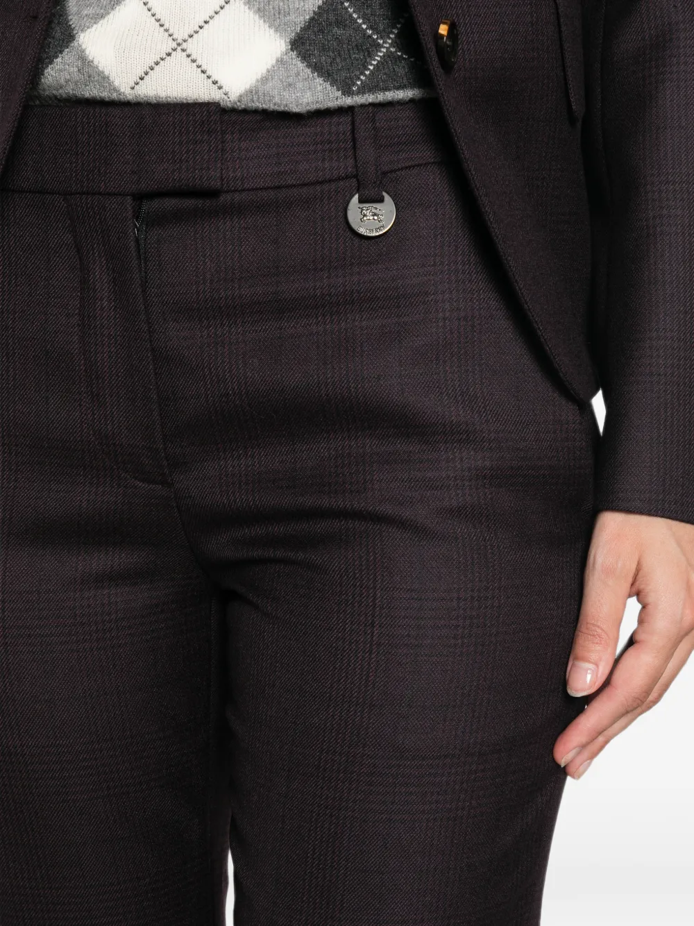 Burberry Geruite wollen broek Bruin