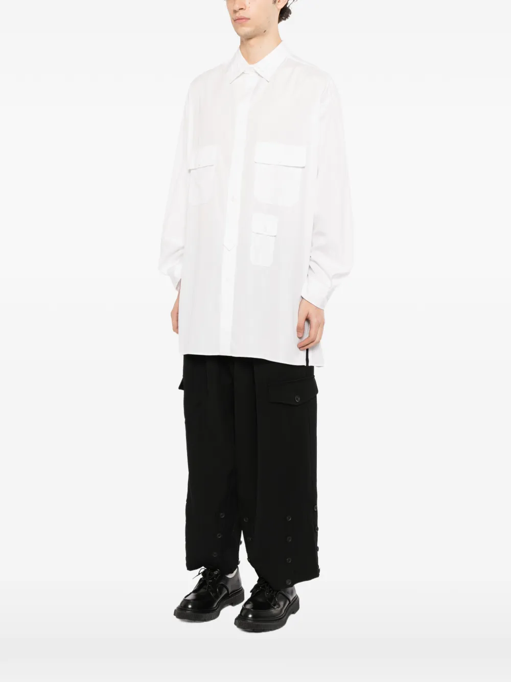 Yohji Yamamoto Oversized overhemd met drie zakken Wit