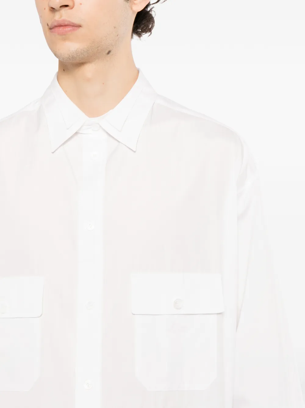 Yohji Yamamoto Oversized overhemd met drie zakken Wit