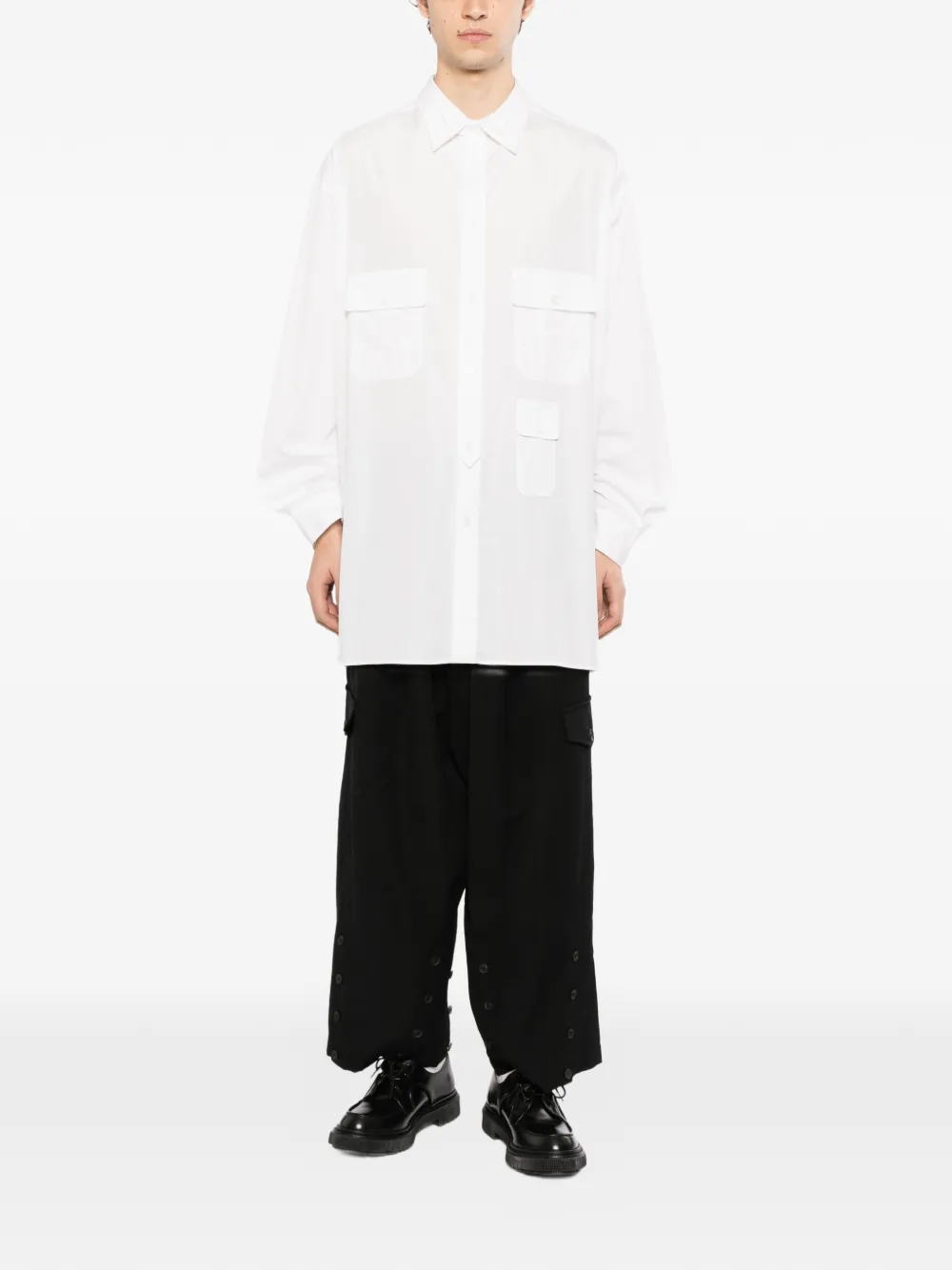 Yohji Yamamoto Oversized overhemd met drie zakken Wit