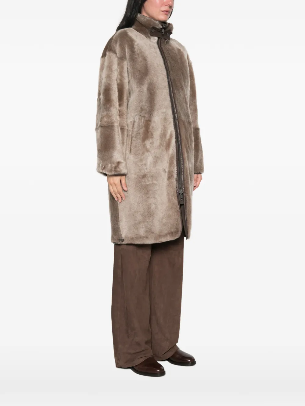 Brunello Cucinelli Omkeerbaar jack met lammy afwerking Beige
