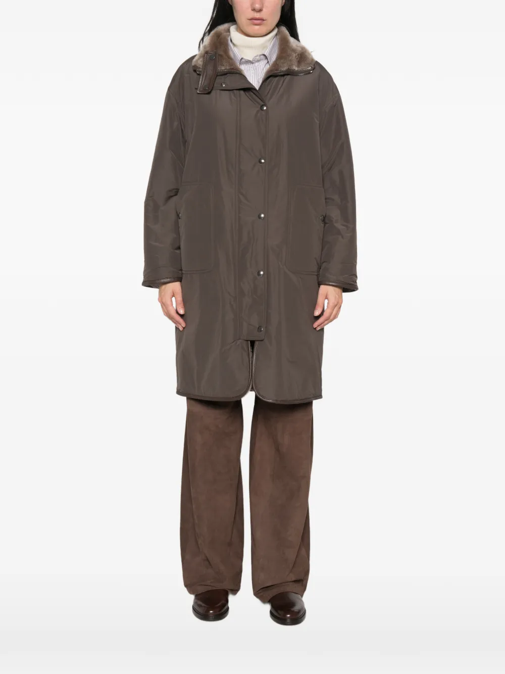 Brunello Cucinelli Omkeerbaar jack met lammy afwerking Beige