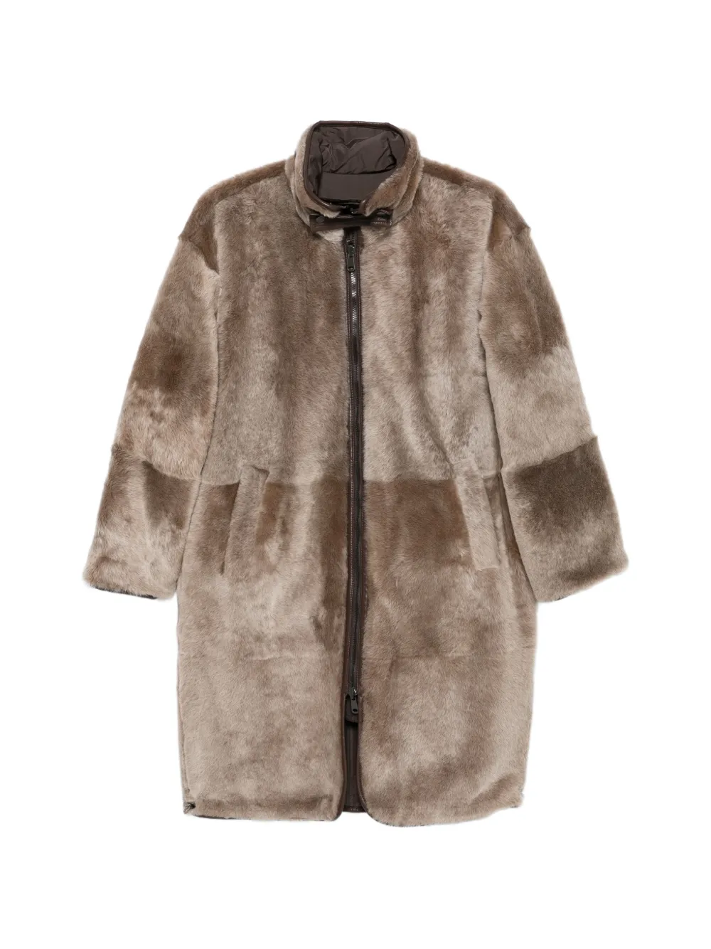 Brunello Cucinelli shearling-trim reversible jacket - Toni neutri