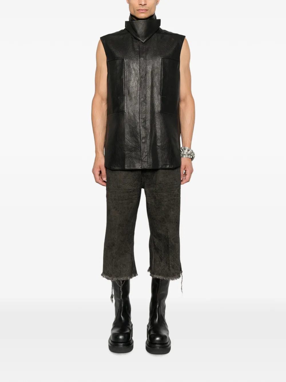 Rick Owens Gerafelde cropped jeans Bruin