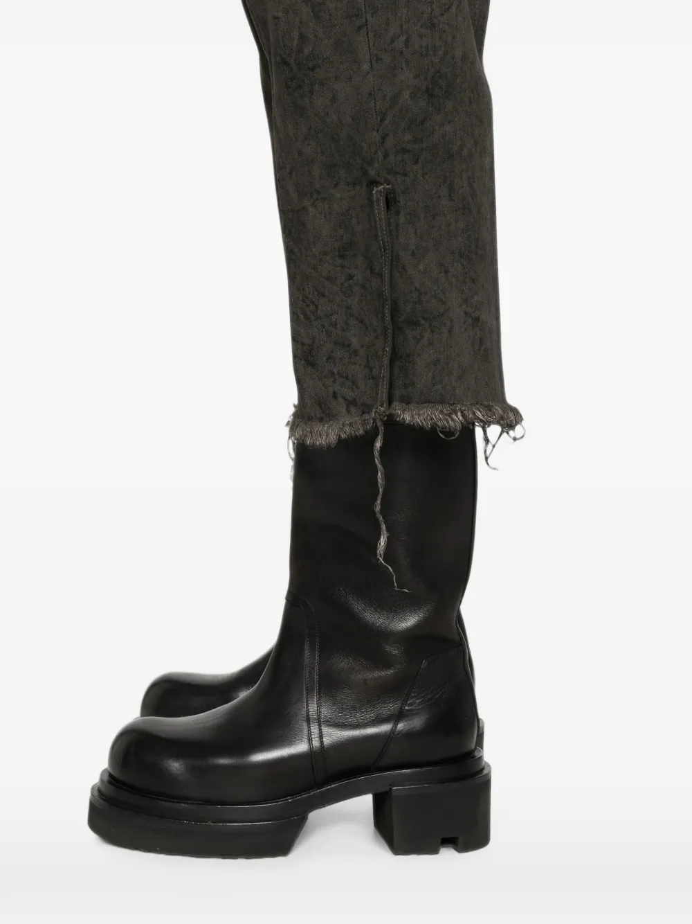 Rick Owens Gerafelde cropped jeans Bruin