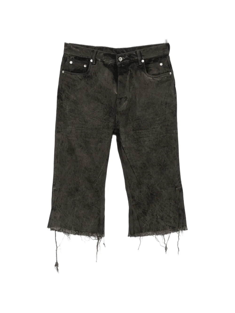 Rick Owens raw-cut cropped jeans - Nero
