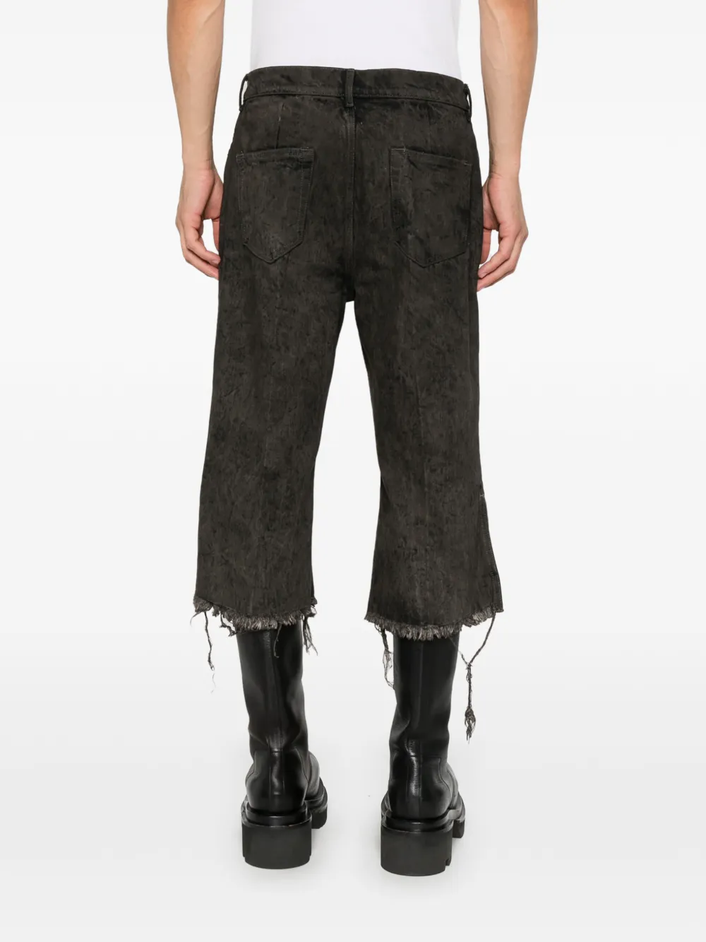 Rick Owens Gerafelde cropped jeans Bruin