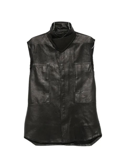 Rick Owens leather high-neck shirt jacket