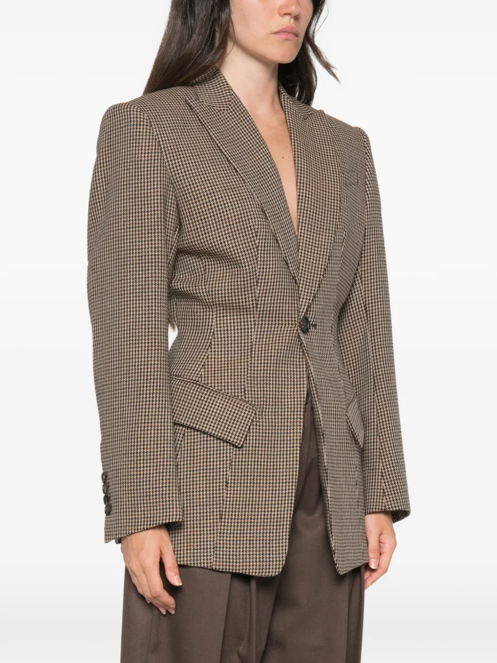 Seafarer Blazer met pied-de-poule print Bruin