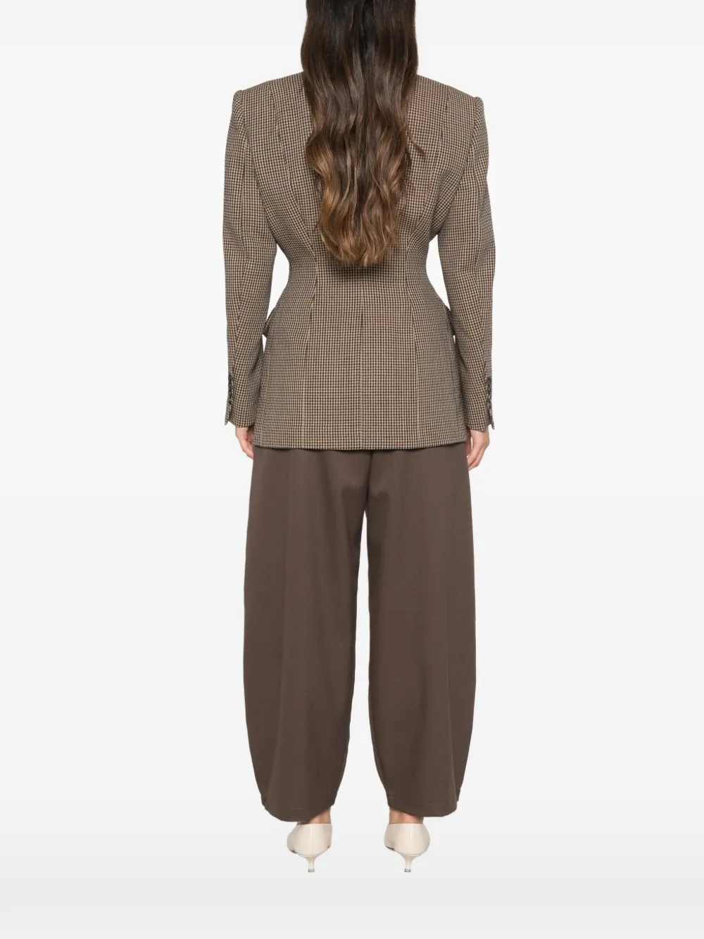 Seafarer Blazer met pied-de-poule print Bruin