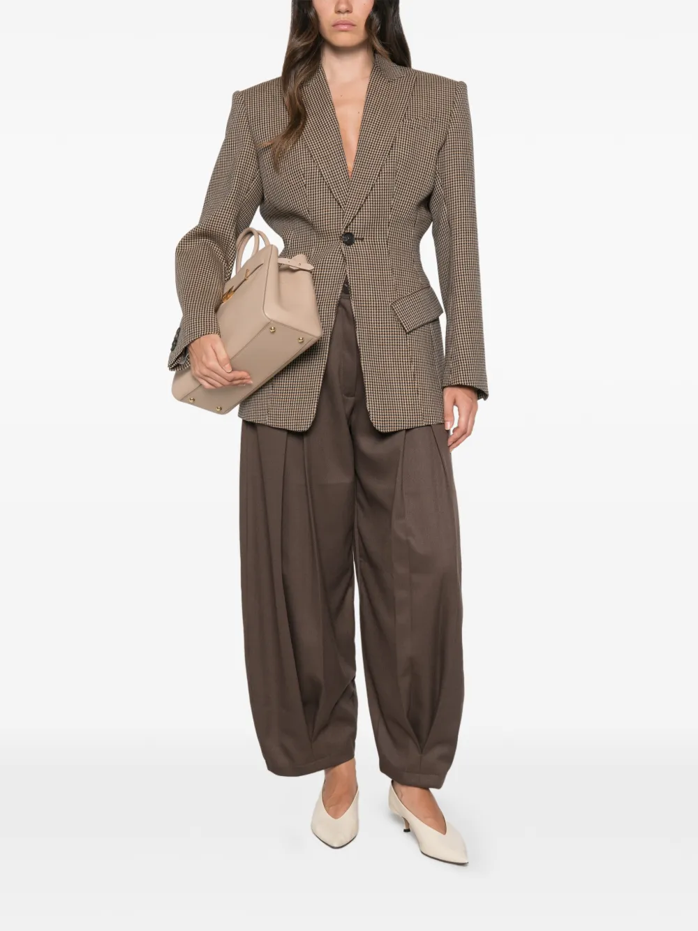 Seafarer Blazer met pied-de-poule print Bruin