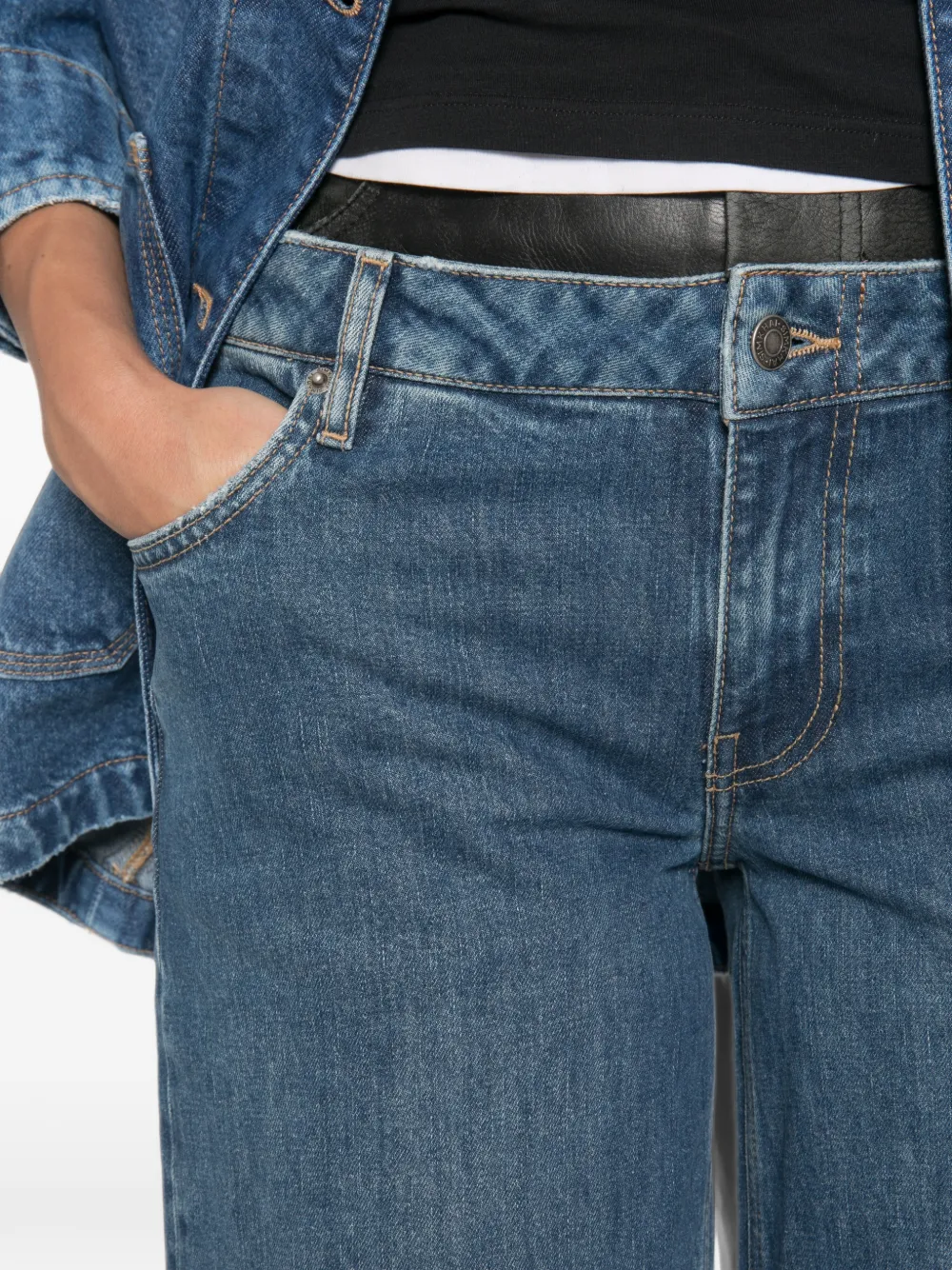 SIMKHAI layered-waistband jeans Blauw