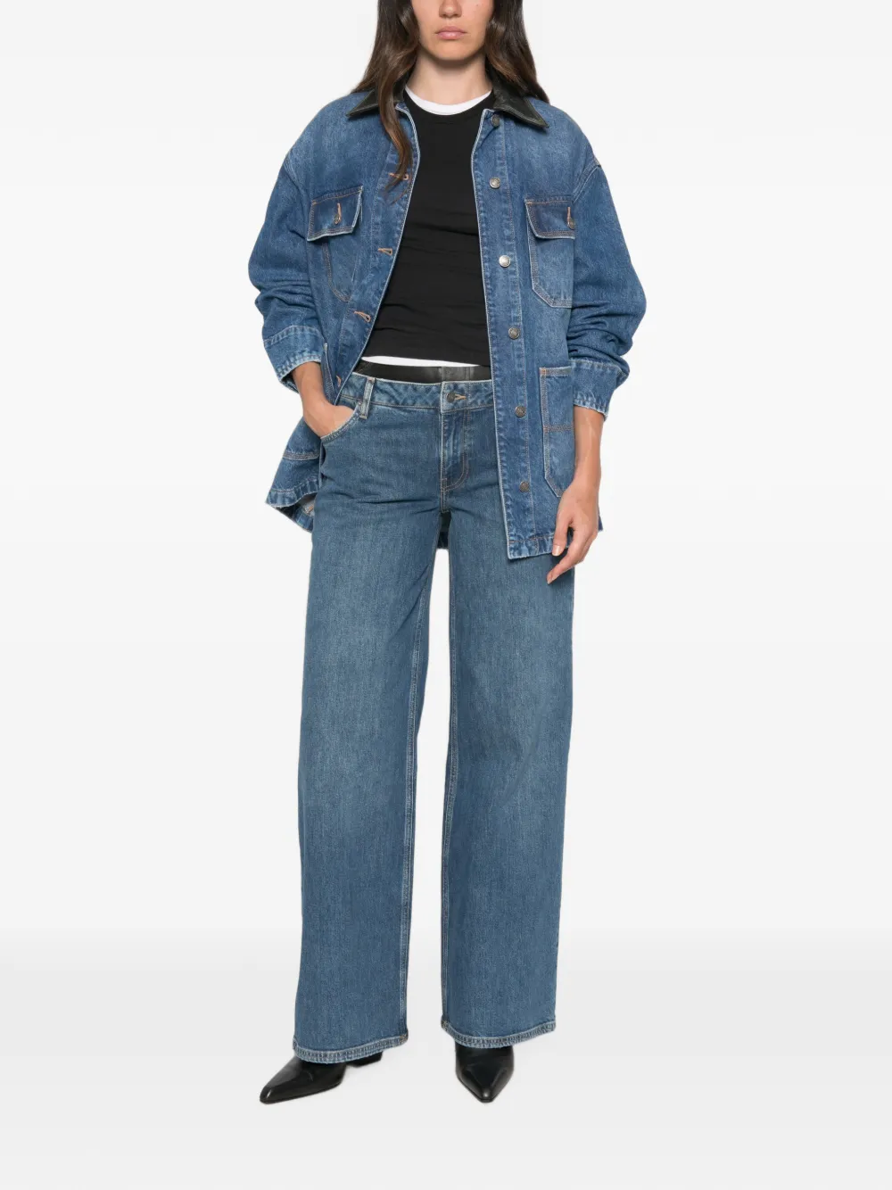 SIMKHAI layered-waistband jeans Blauw