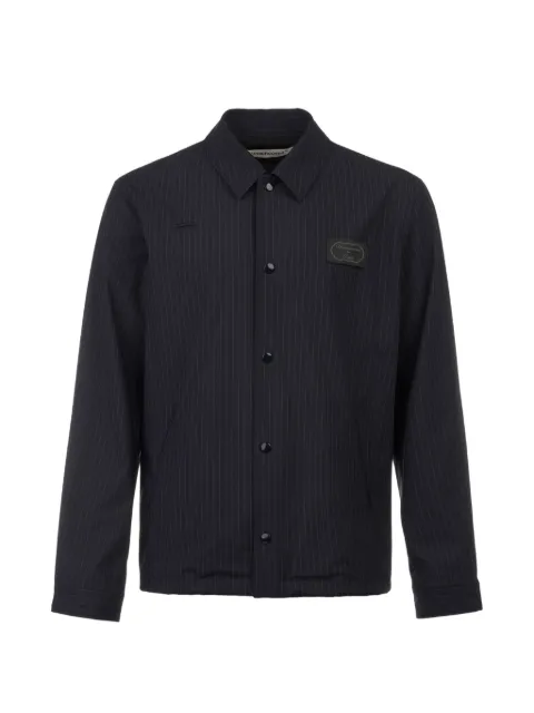 Undercover pinstripe-print logo-patch jacket