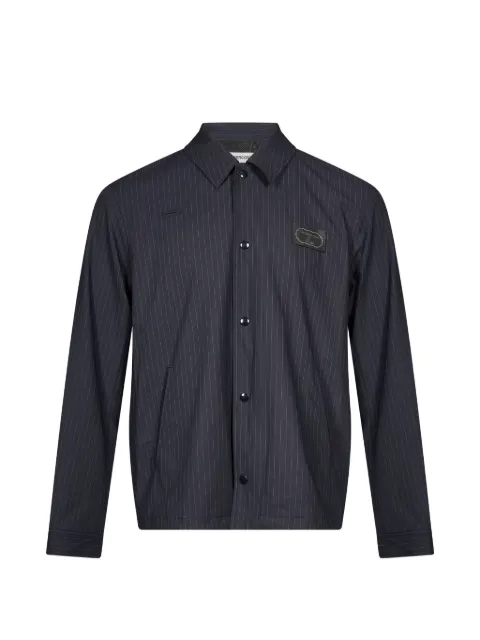 Undercover pinstripe-print logo-patch jacket